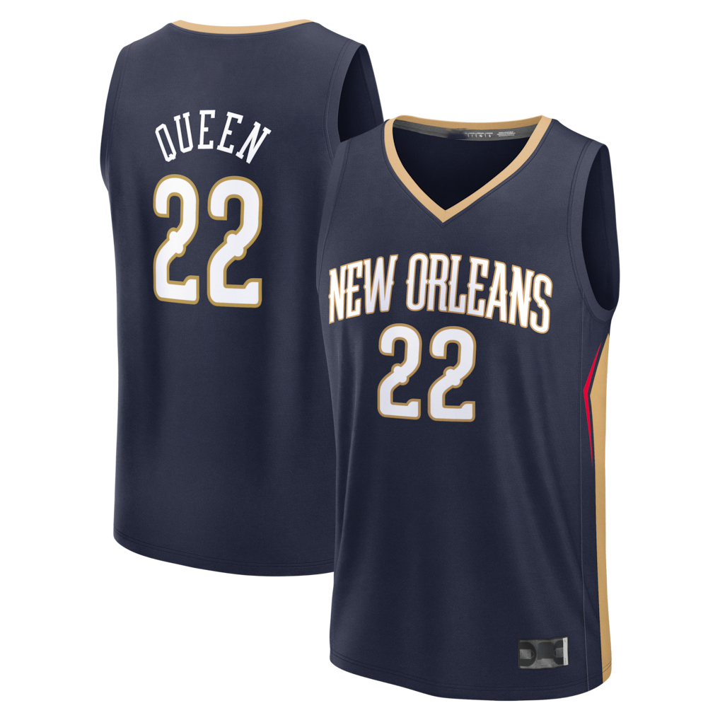 tocy NO.Pelicans #22 Derik Queen Navy Fast Break Replica Stitched Jerseys- Icon Edition