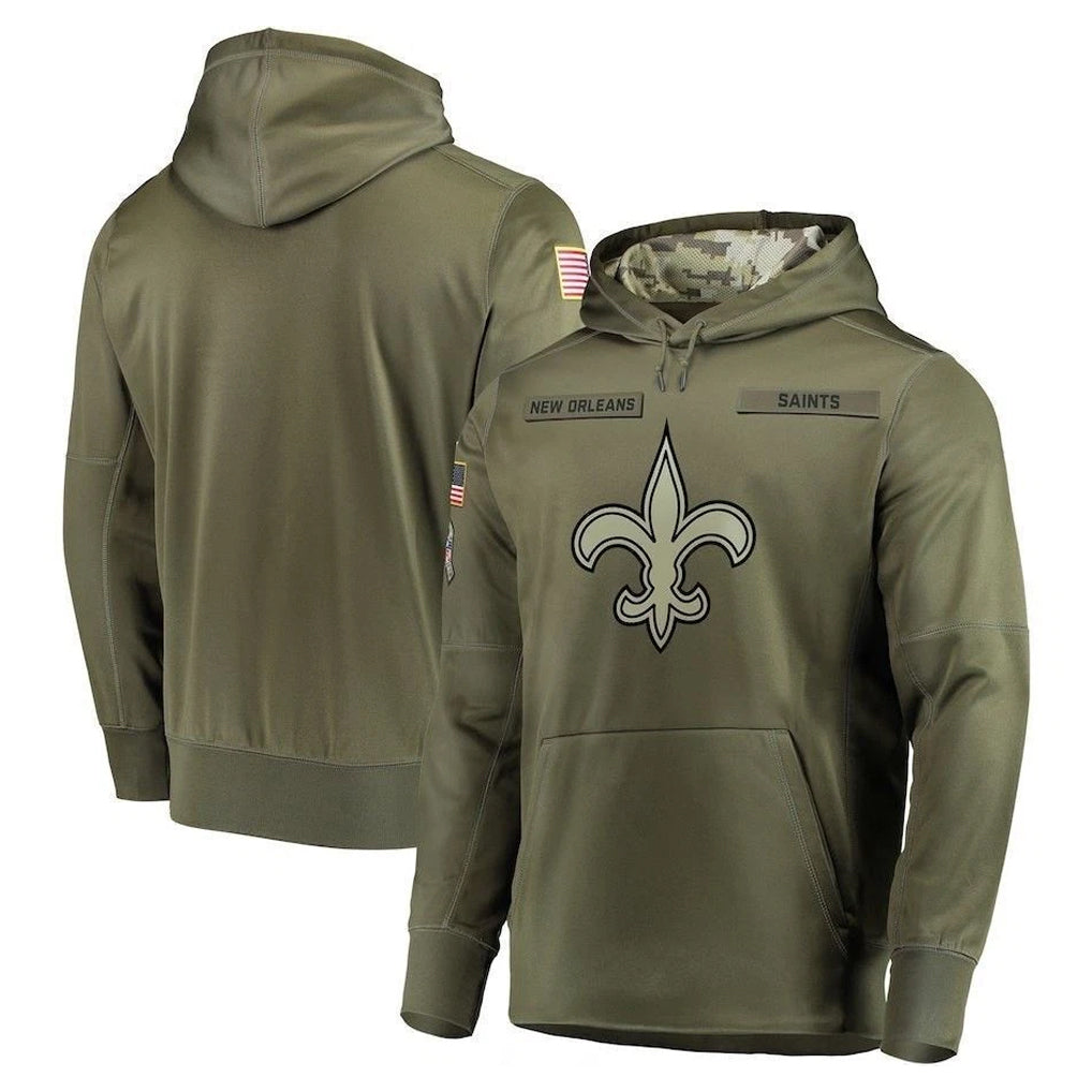 Tocy NO.Saints Olive Salute to Service Pullover Hoodies Home Game Blank Player Stitched Jerseys