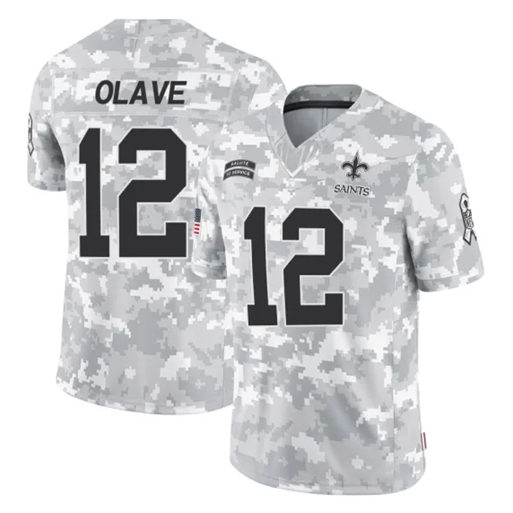 Tocy NO.Saints #12 Chris Olave Player Arctic Camo Salute To Service Limited Game Stitched Jerseys