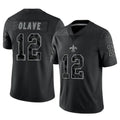 Tocy NO.Saints #12 Chris Olave Player Black Limited Reflective Home Game Stitched Jerseys