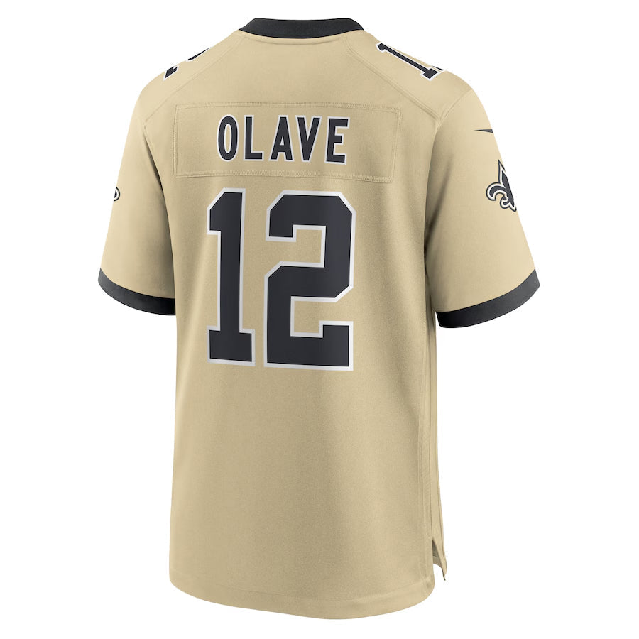 tocy NO.Saints #12 Chris Olave Player Gold Alternate Game Stitched Jerseys