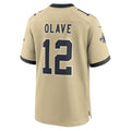tocy NO.Saints #12 Chris Olave Player Gold Alternate Game Stitched Jerseys