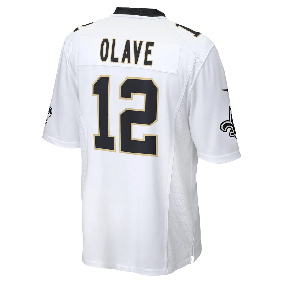 tocy NO.Saints #12 Chris Olave Player White Home Game Stitched Jerseys
