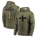 Tocy NO.Saints #1 Kool-Aid McKinstry Player Olive Salute to Service Pullover Hoodies Home Game Stitched Jerseys