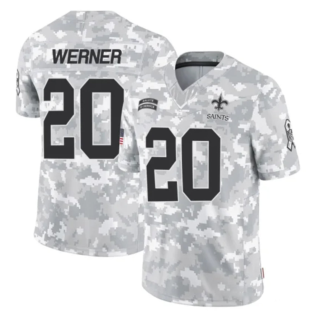 Tocy NO.Saints #20 Pete Werner Player Arctic Camo Salute To Service Limited Game Stitched Jerseys
