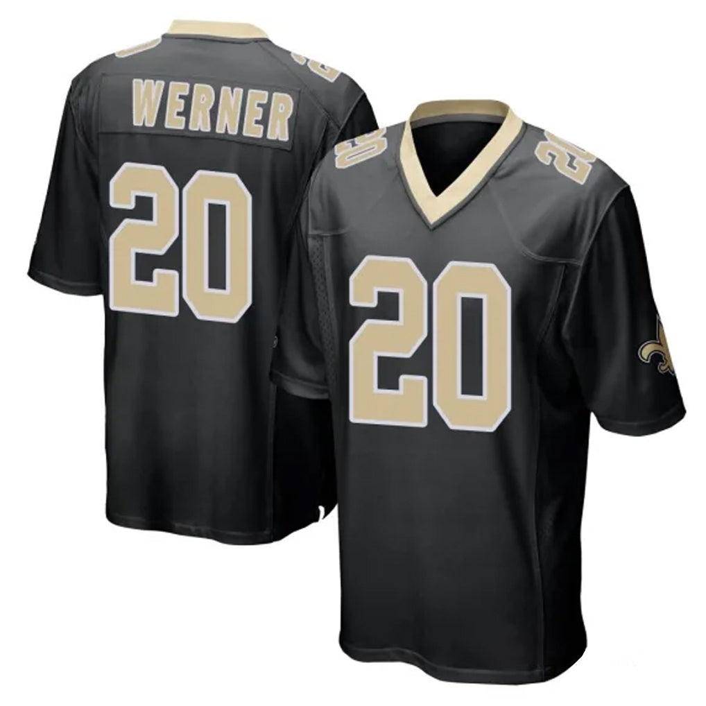 Tocy NO.Saints #20 Pete Werner Player Black Home Game Stitched Jerseys