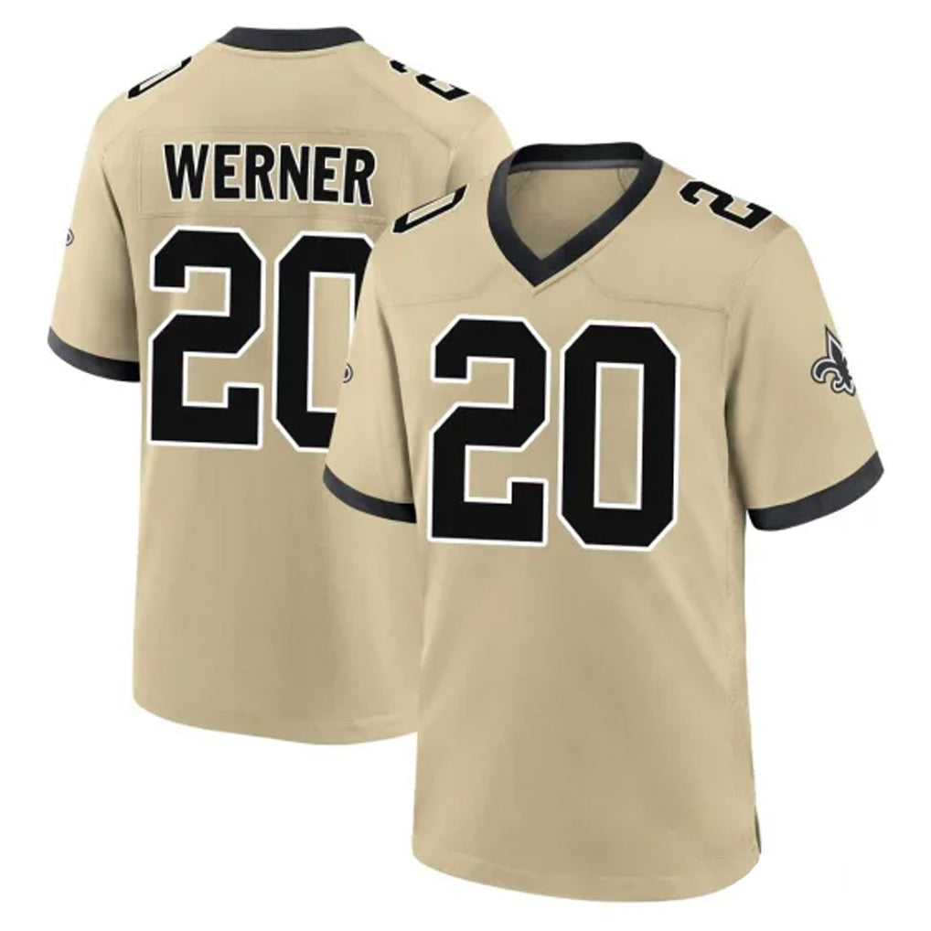 Tocy NO.Saints #20 Pete Werner Player Gold Home Game Stitched Jerseys