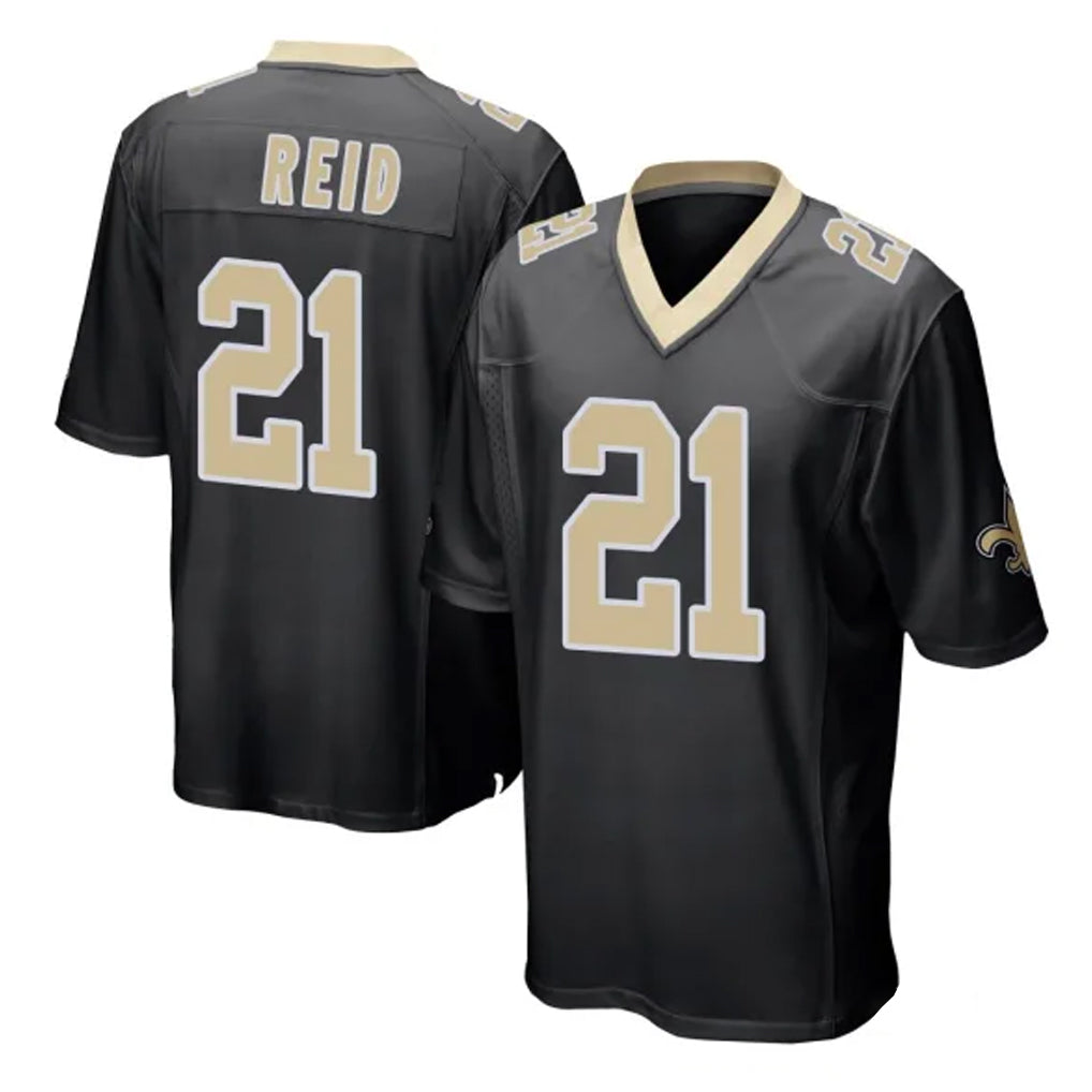 Tocy NO.Saints #21 Justin Reid Player Black Home Game Stitched Jerseys