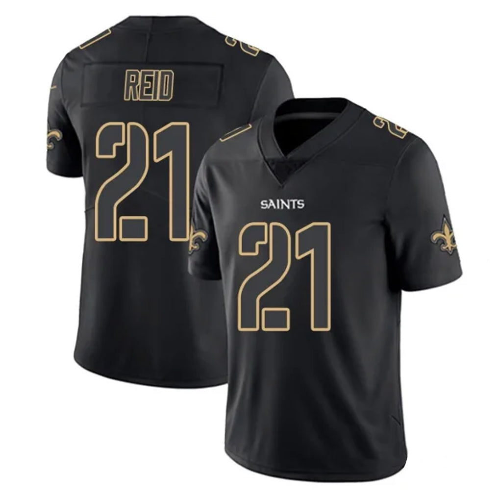 Tocy NO.Saints #21 Justin Reid Player Black Impact Limited Home Game Stitched Jerseys