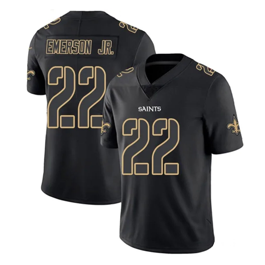 Tocy NO.Saints #22 Martin Emerson Jr. Player Black Impact Limited Home Game Stitched Jerseys