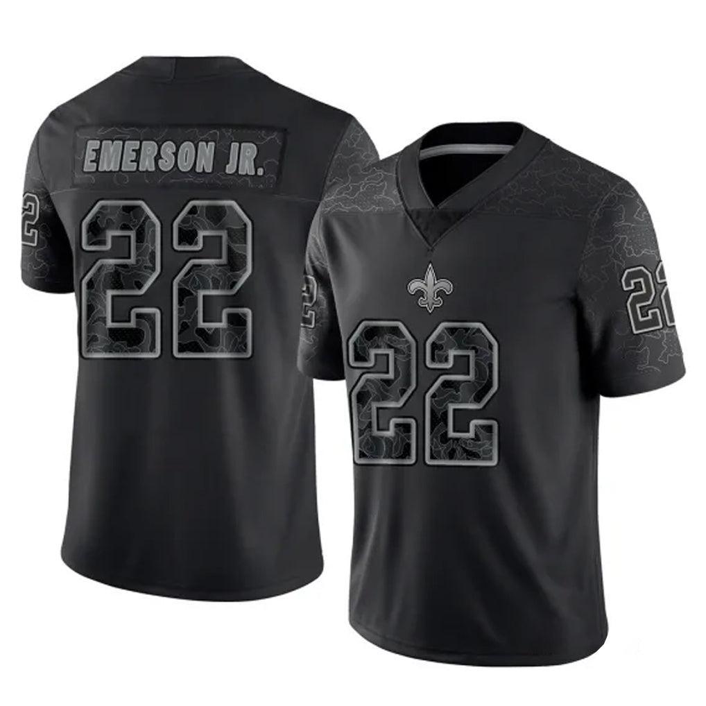 Tocy NO.Saints #22 Martin Emerson Jr. Player Black Limited Reflective Home Game Stitched Jerseys