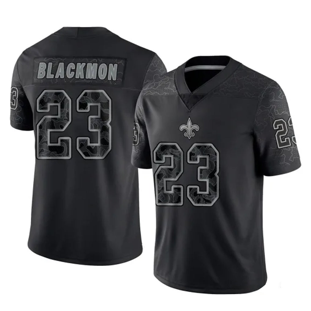 Tocy NO.Saints #23 Julian Blackmon Player Black Limited Reflective Home Game Stitched Jerseys