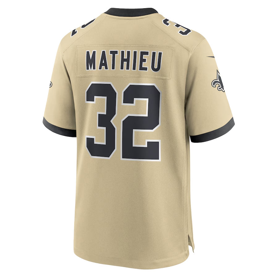 tocy NO.Saints #32 Tyrann Mathieu Player Gold Alternate Game Stitched Jerseys