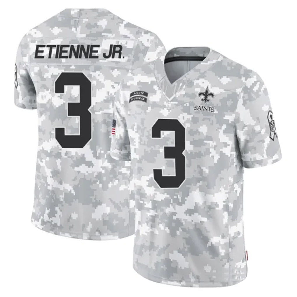 Tocy NO.Saints #3 Travis Etienne Jr. Player Arctic Camo Salute To Service Limited Game Stitched Jerseys