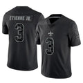Tocy NO.Saints #3 Travis Etienne Jr. Player Black Limited Reflective Home Game Stitched Jerseys