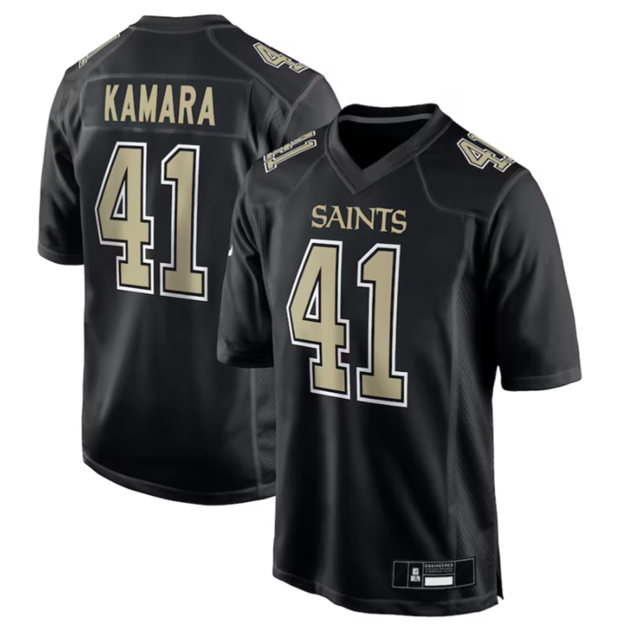 tocy NO.Saints #41 Alvin Kamara Player Carbon Black Fashion Game Stitched Jerseys