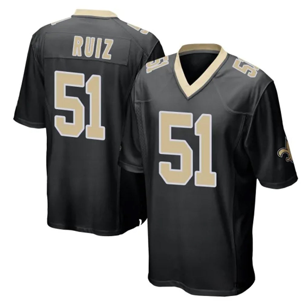 Tocy NO.Saints #51 Cesar Ruiz Player Black Home Game Stitched Jerseys