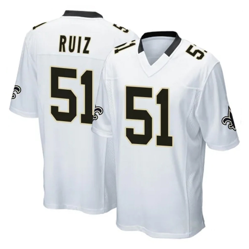 Tocy NO.Saints #51 Cesar Ruiz Player White Home Game Stitched Jerseys