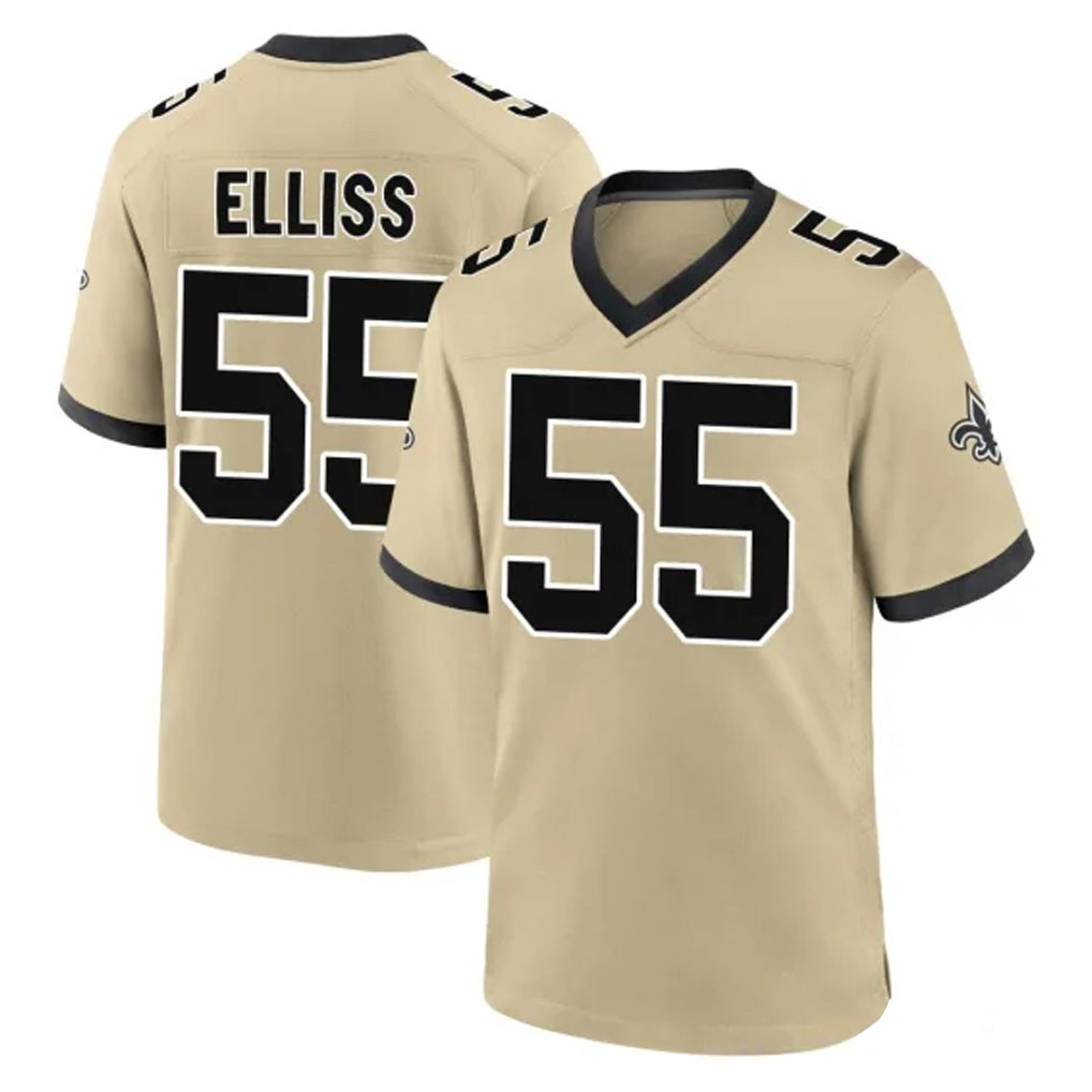 Tocy NO.Saints #55 Kaden Elliss Player Gold Home Game Stitched Jerseys