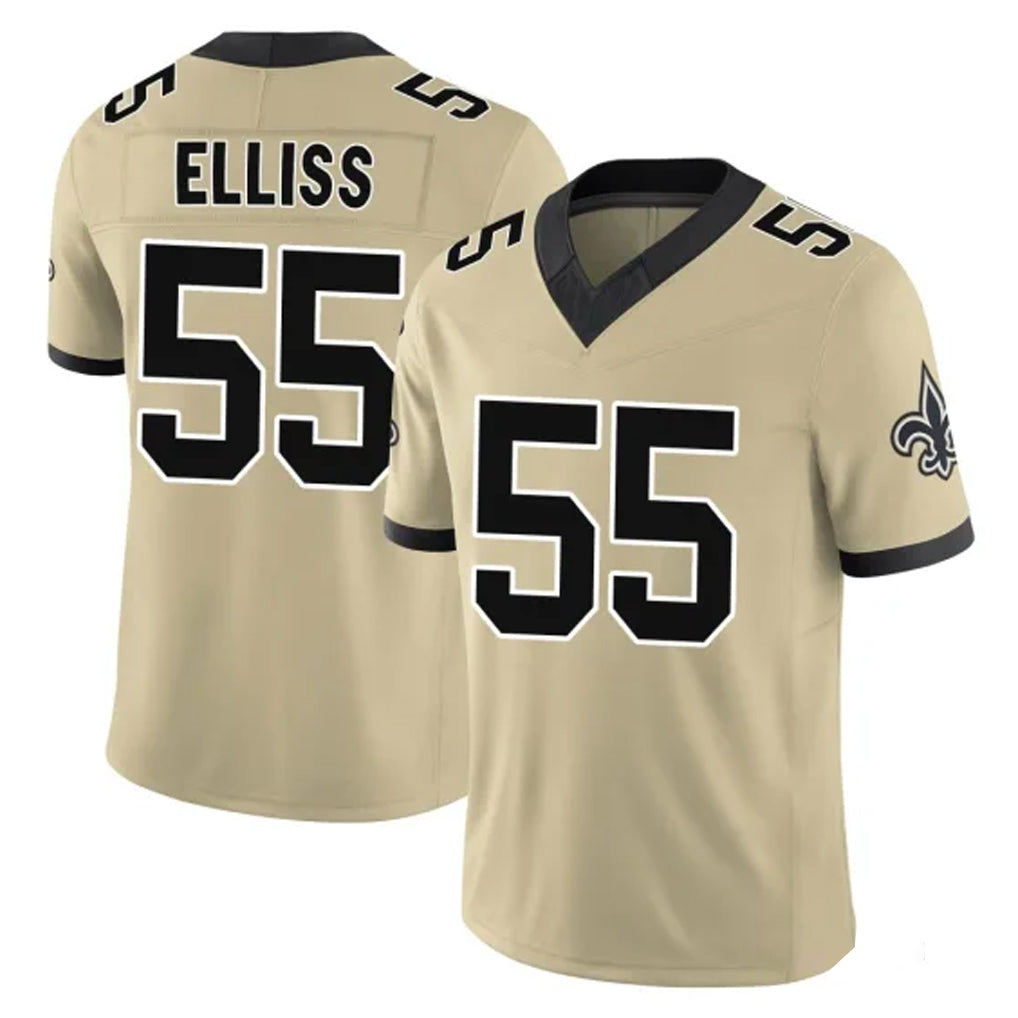 Tocy NO.Saints #55 Kaden Elliss Player Gold Limited Vapor F.U.S.E. Home Game Stitched Jerseys