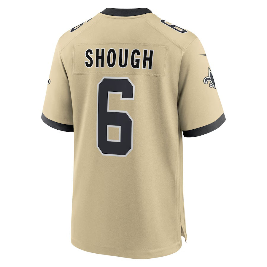 tocy NO.Saints #6 Tyler Shough Gold Alternate Game Player Stitched Jerseys