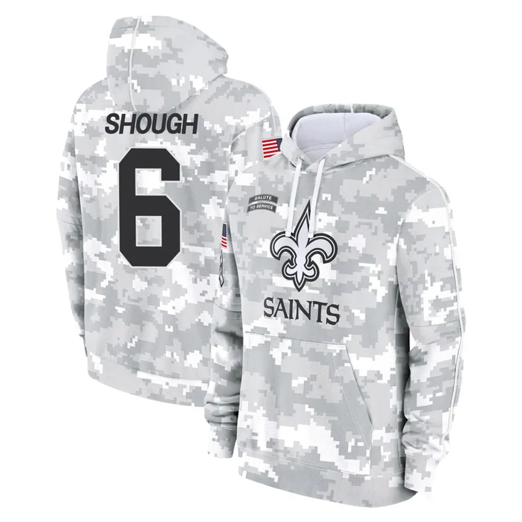Tocy NO.Saints #6 Tyler Shough Player Arctic Camo Salute to Service Pullover Hoodies Limited Game Stitched Jerseys