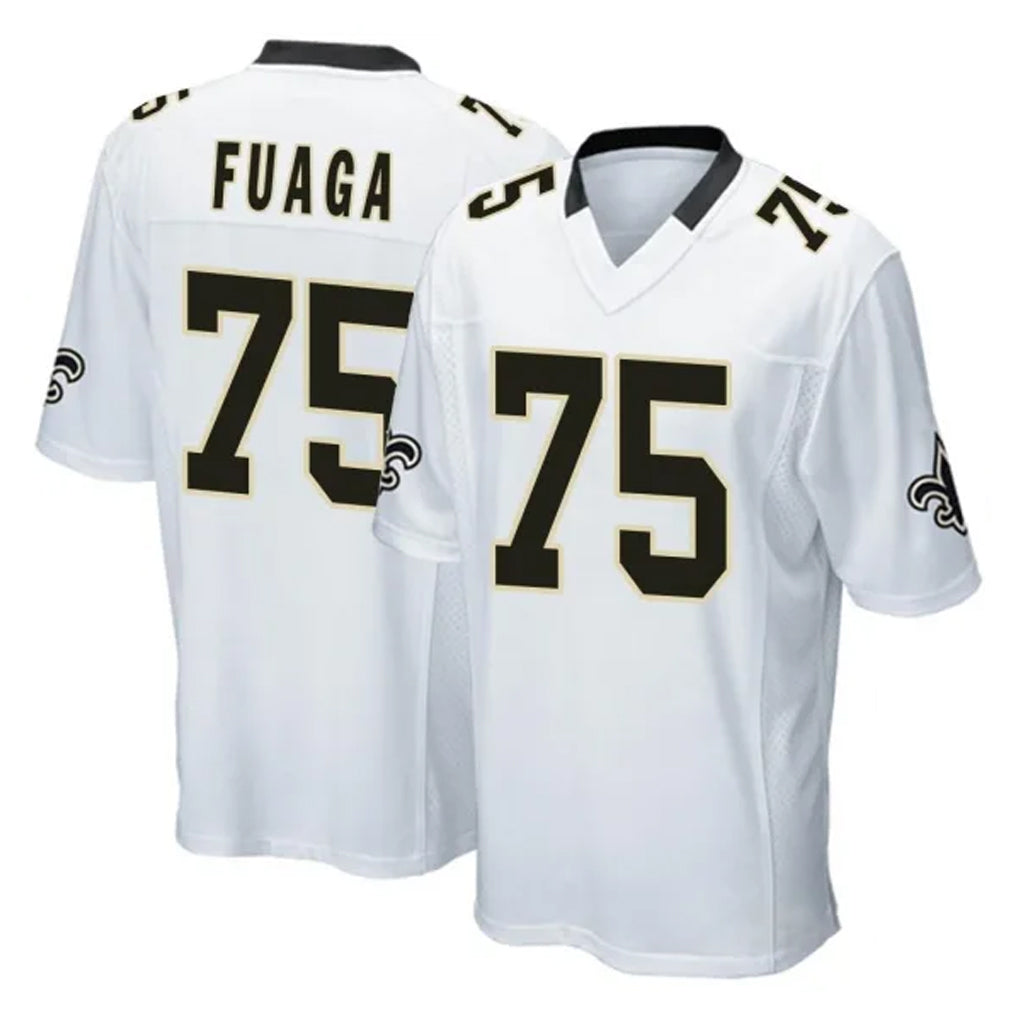 Tocy NO.Saints #75 Taliese Fuaga Player White Home Game Stitched Jerseys