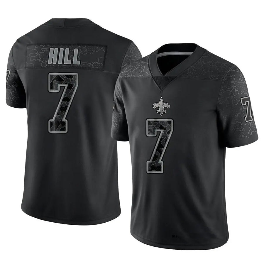 tocy NO.Saints #7 Taysom Hill Player Black RFLCTV Limited Stitched Jerseys