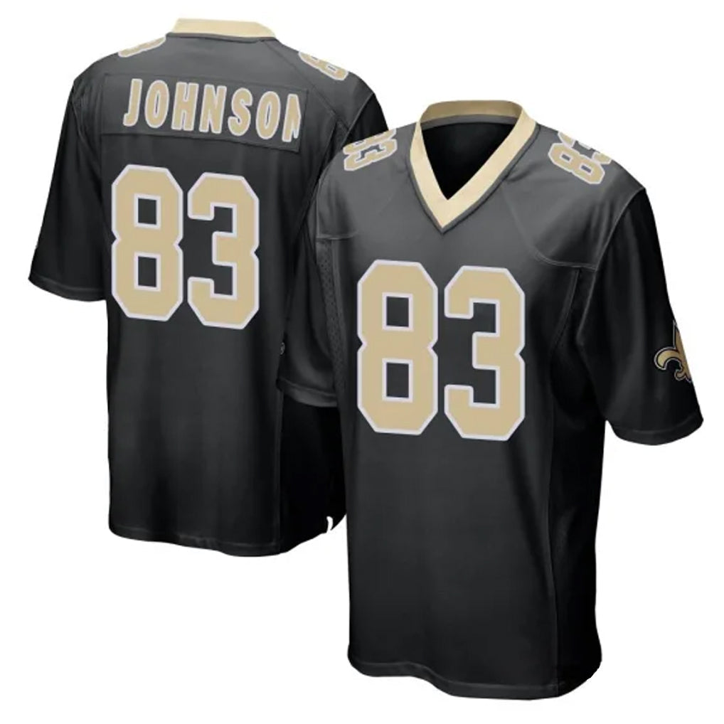 Tocy NO.Saints #83 Juwan Johnson Player Black Home Game Stitched Jerseys