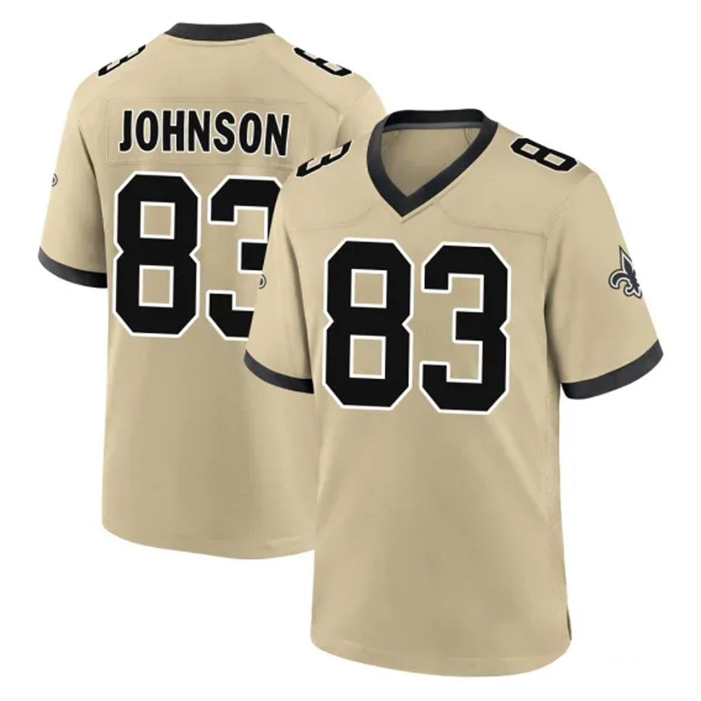 Tocy NO.Saints #83 Juwan Johnson Player Gold Home Game Stitched Jerseys