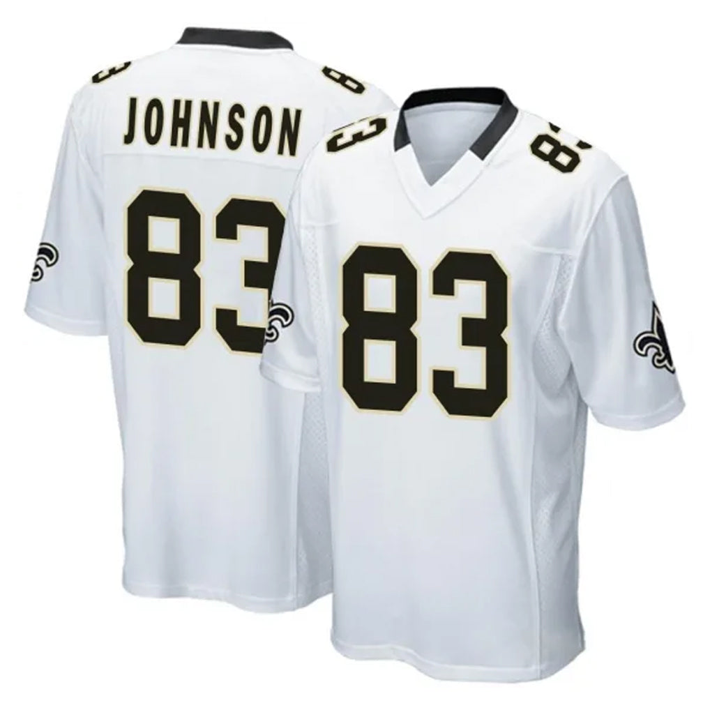 Tocy NO.Saints #83 Juwan Johnson Player White Home Game Stitched Jerseys