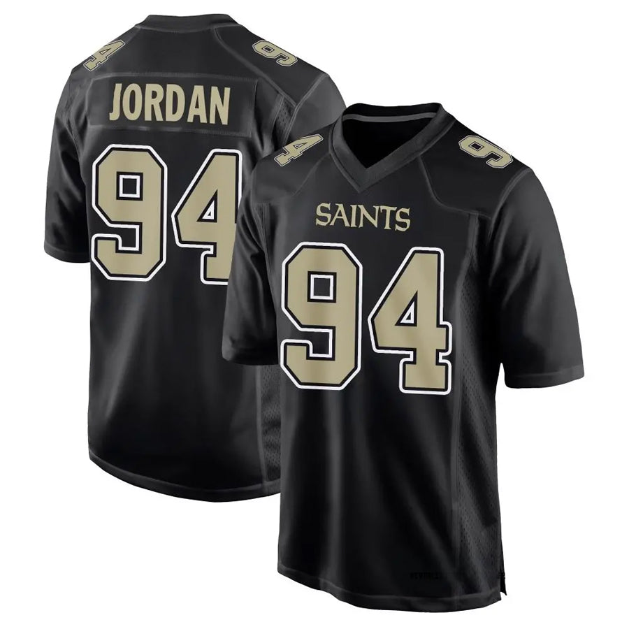 tocy NO.Saints #94 Cameron Jordan Player Carbon Black Fashion Game Stitched Jerseys