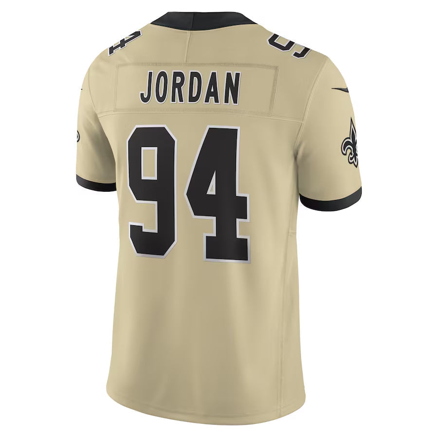 tocy NO.Saints #94 Cameron Jordan Player Gold Alternate Vapor F.U.S.E. Limited Stitched Jerseys