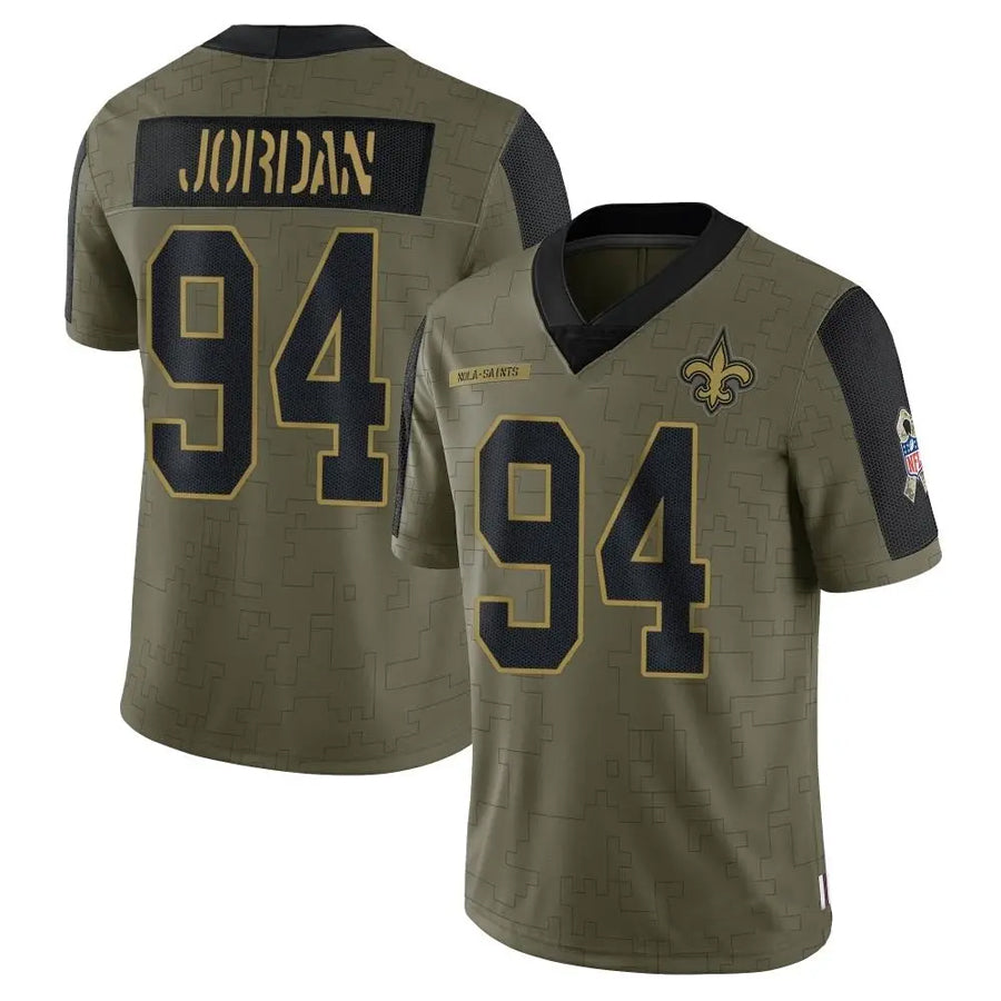 tocy NO.Saints #94 Cameron Jordan Player Salute To Service Olive Stitched Jerseys