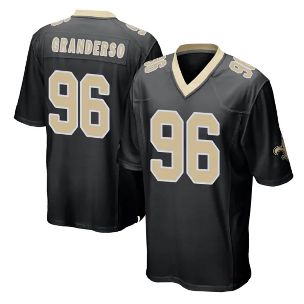 Tocy NO.Saints #96 Carl Granderson Player Black Home Game Stitched Jerseys