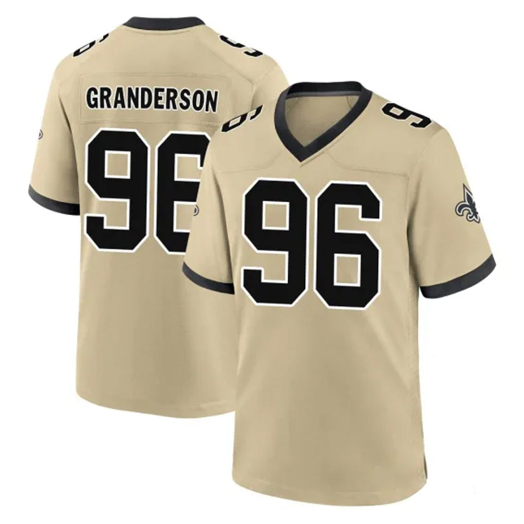 Tocy NO.Saints #96 Carl Granderson Player Gold Home Game Stitched Jerseys