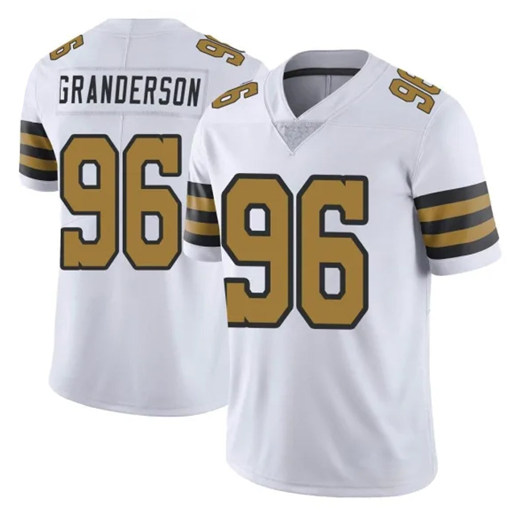 Tocy NO.Saints #96 Carl Granderson Player White Limited Color Rush Home Game Stitched Jerseys