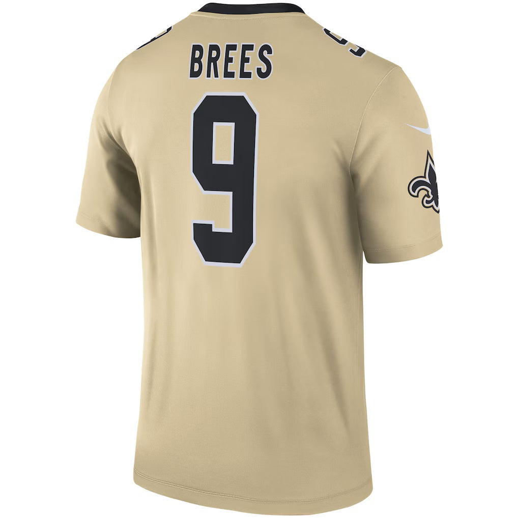 tocy NO.Saints #9 Drew Brees Gold Inverted Legend Stitched Jerseys