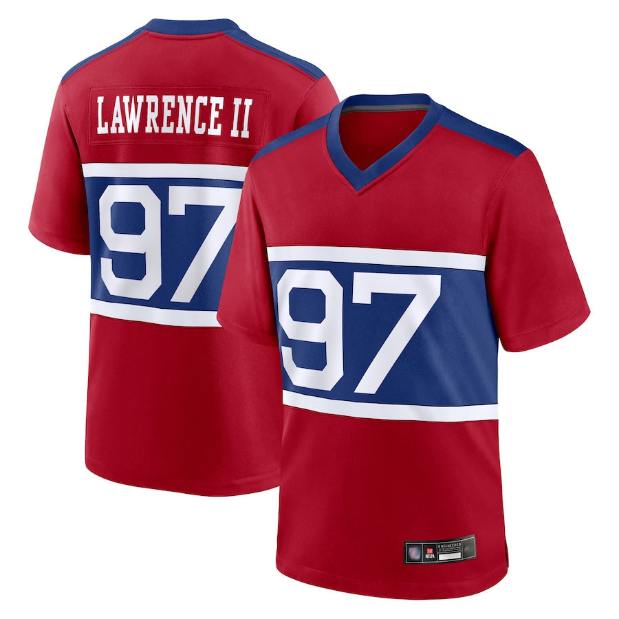 tocy NY.Giants Secondary Throwback Alternate Jerseys - Red - #97 Dexter Lawrence II Player