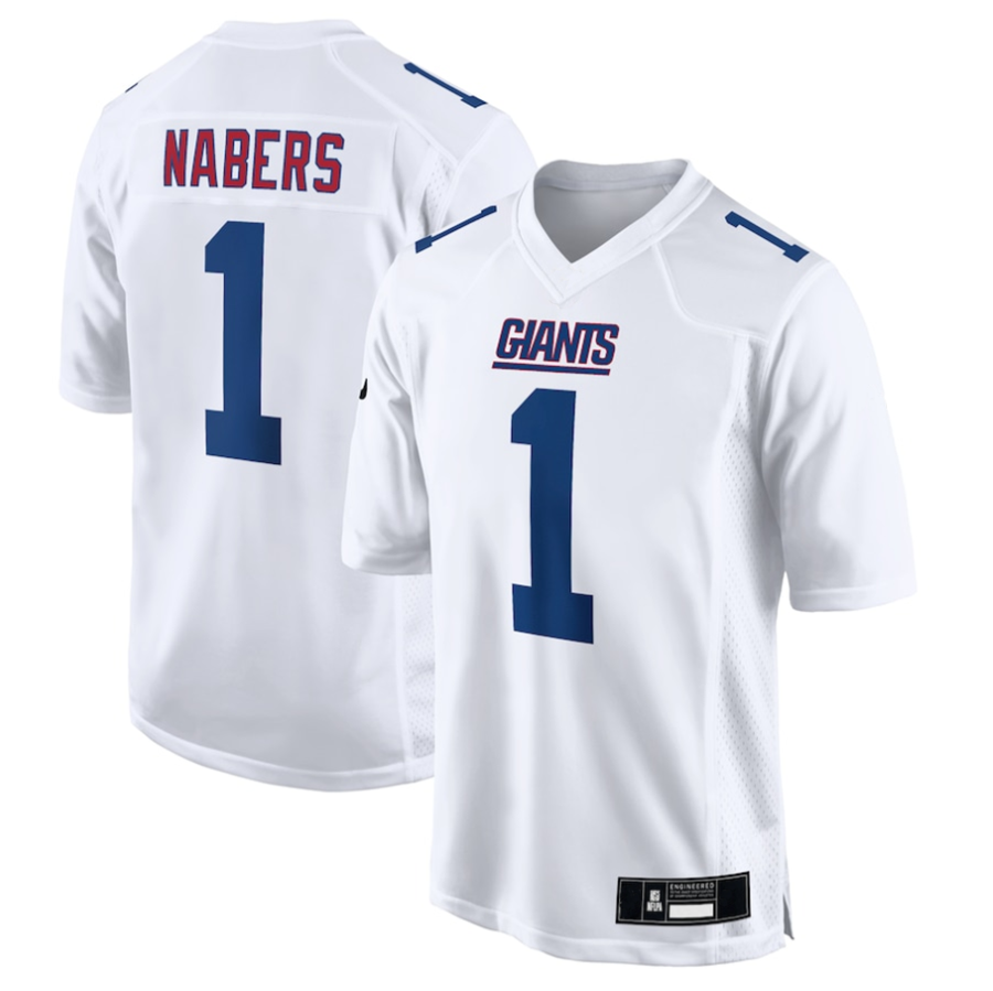 tocy NY. Giants Tundra #1 Malik Nabers Player White Fashion Stitched Jerseys