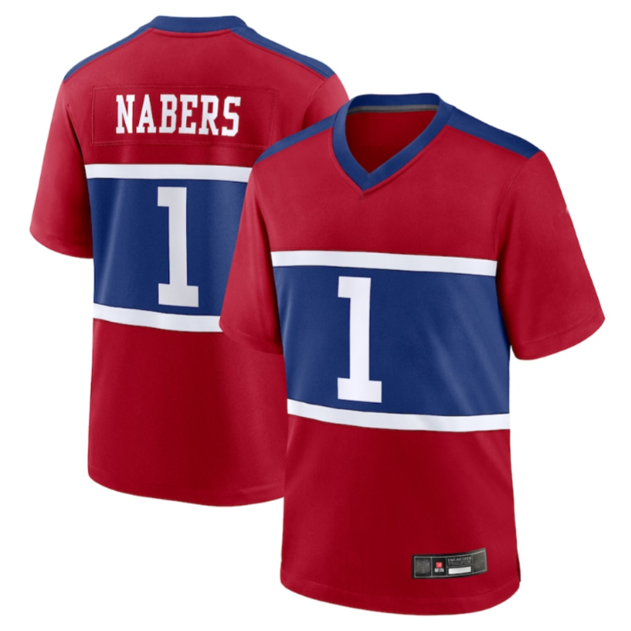 tocy NY.Giants #1 Malik Nabers Century Red Alternate Game Stitched Jerseys