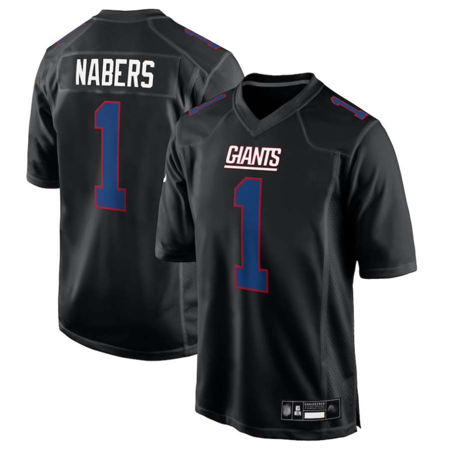 tocy NY.Giants #1 Malik Nabers Player Carbon Black Fashion Stitched Jerseys