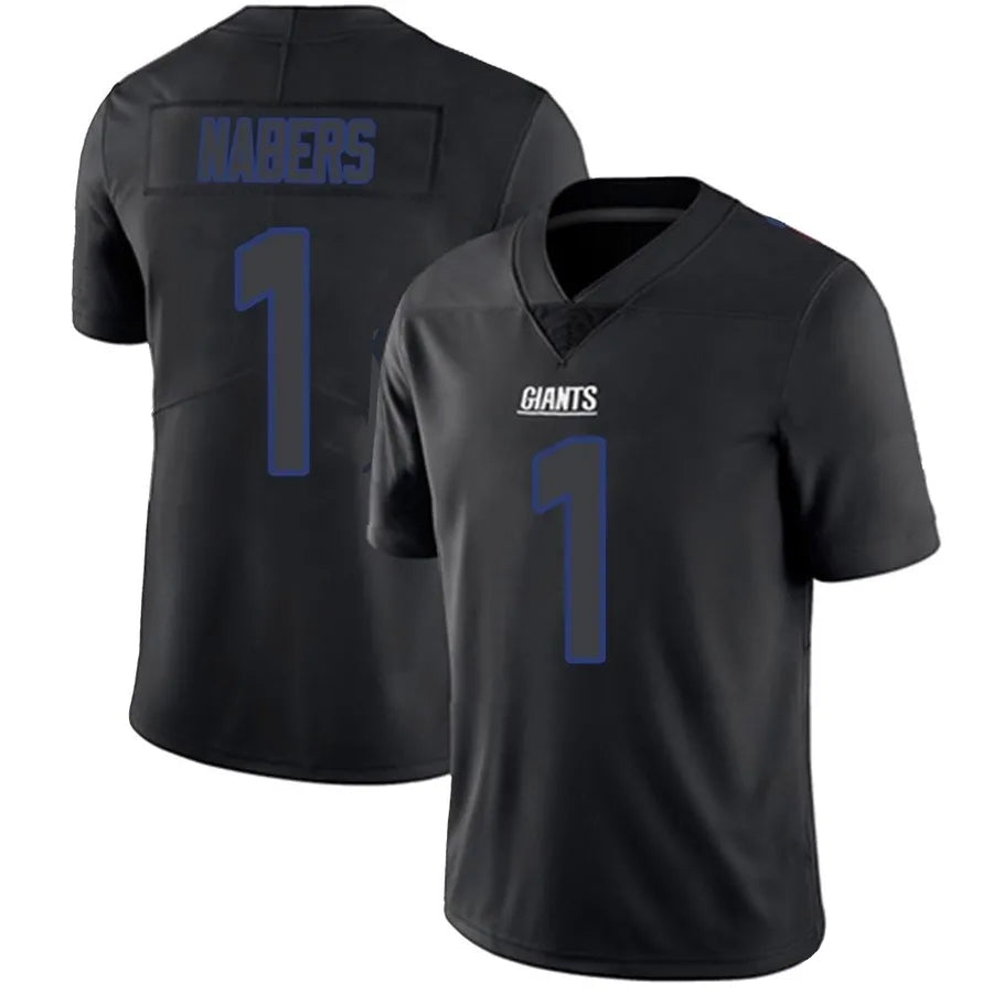 tocy NY.Giants #1 Malik Nabers Player Limited Black Impact Stitched Jerseys