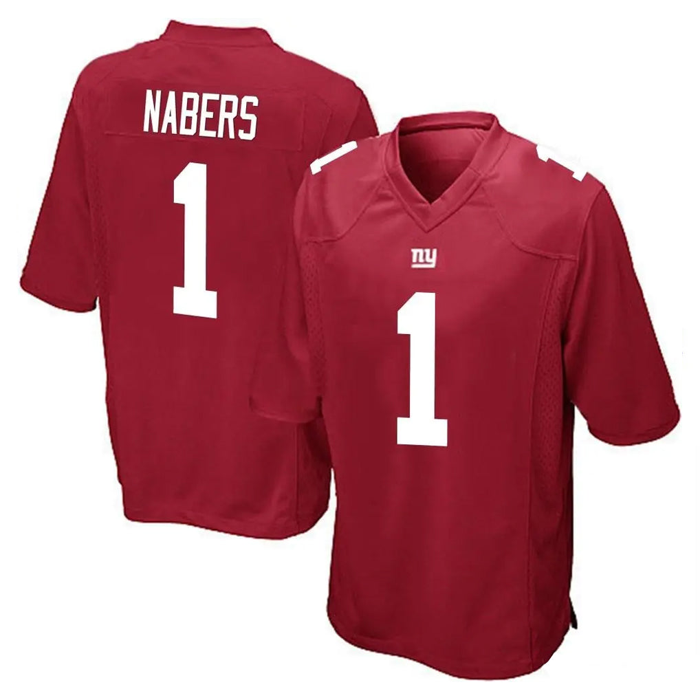 Tocy NY.Giants #1 Malik Nabers Player Red Home Game Stitched Jerseys