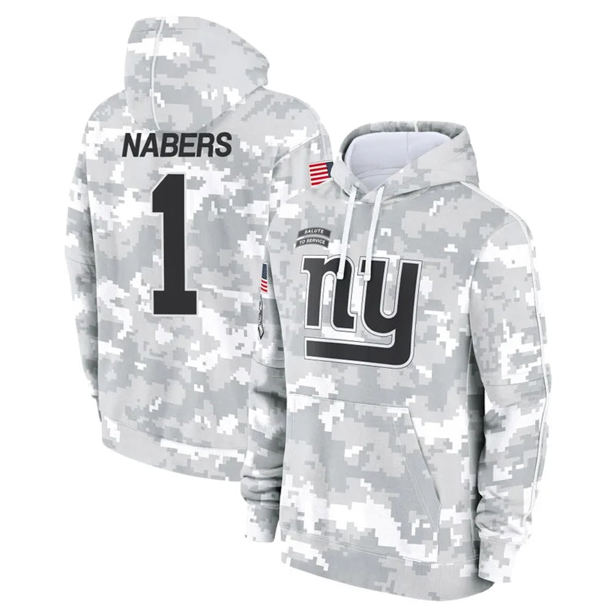 tocy NY.Giants #1 Malik Nabers Player Salute to Service Hoodies Stitched Jerseys