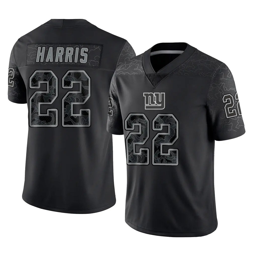 Tocy NY.Giants #22 Najee Harris Player Black Limited Reflective Home Game Stitched Jerseys