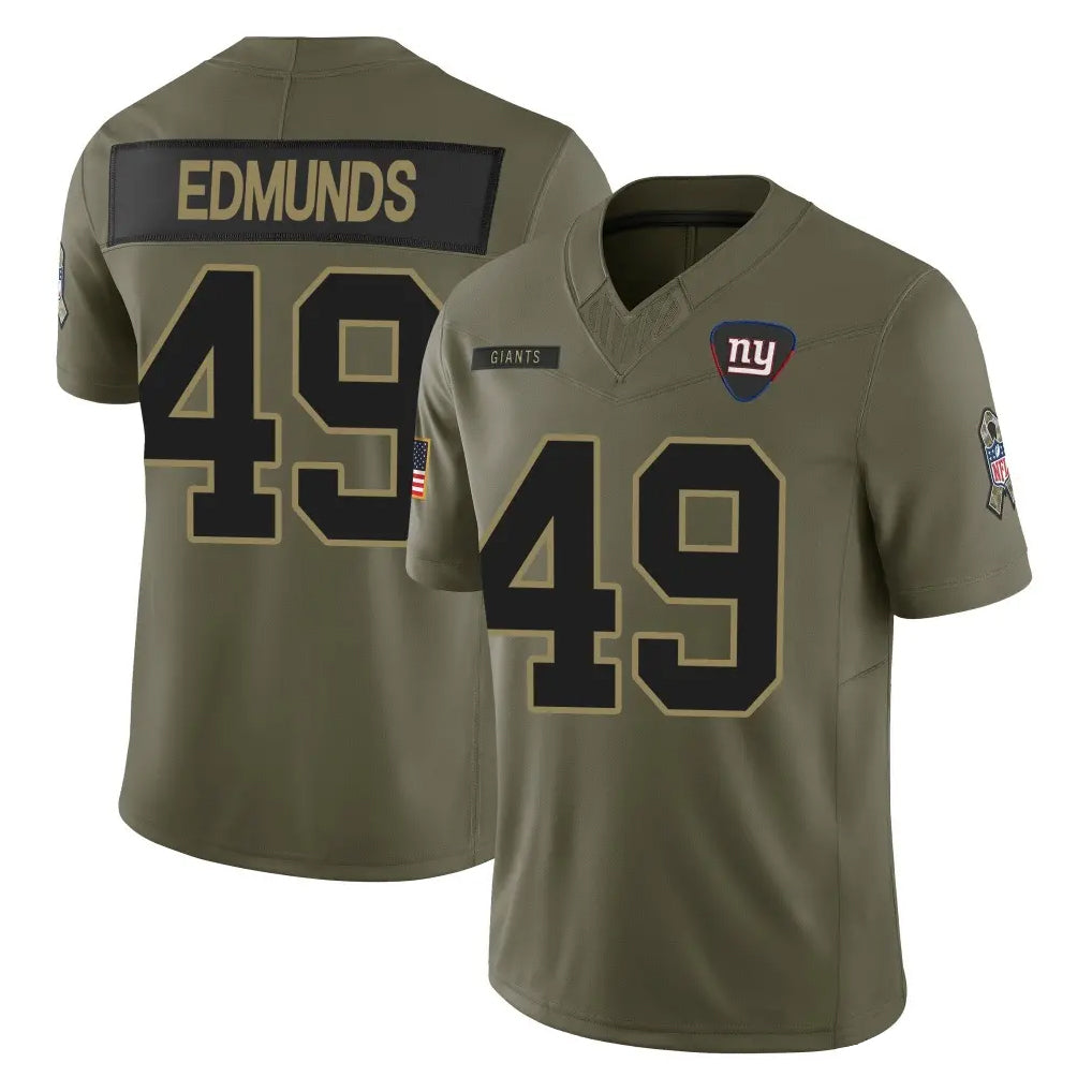 Tocy NY.Giants #49 Tremaine Edmunds Player Olive 2025 Salute To Service Limited Stitched Jerseys
