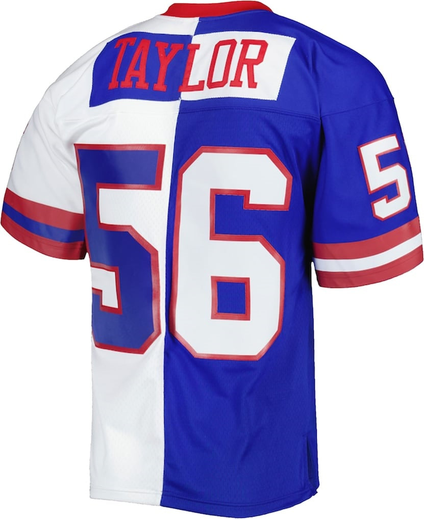 tocy NY.Giants #56 Lawrence Taylor Mitchell & Ness Royal-White Split Legacy Replica Stitched Jerseys