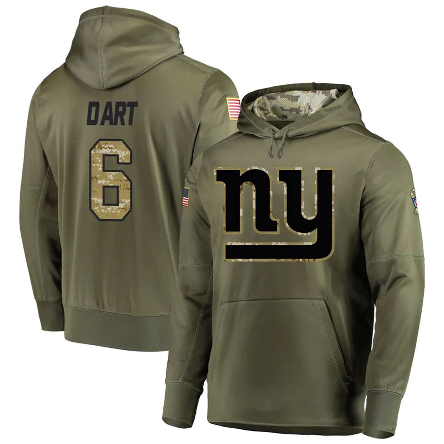 tocy NY.Giants #6 Jaxson Dart Player Salute to Service Hoodies Stitched Jerseys