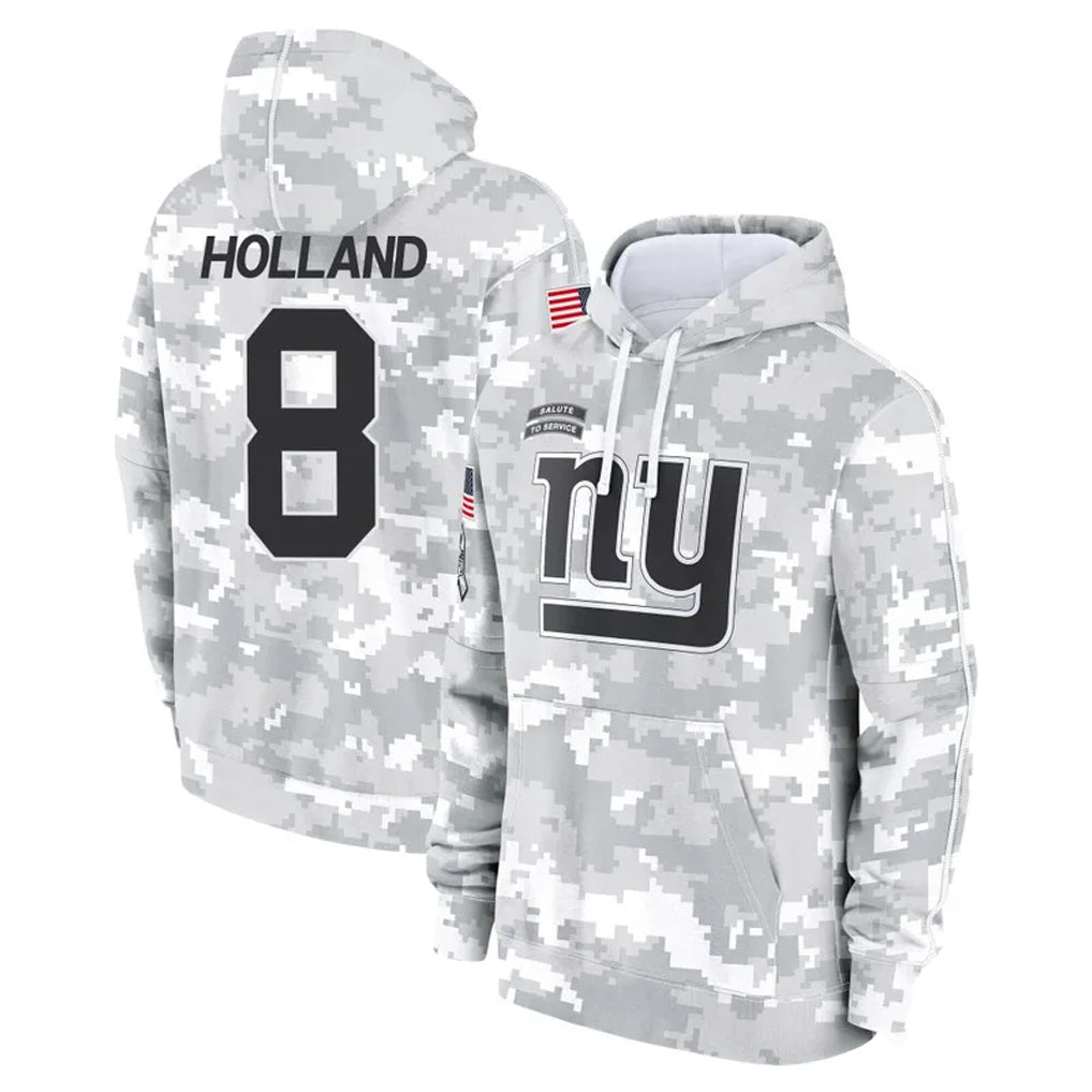 Tocy NY.Giants #8 Jevon Holland Player Arctic Camo Salute to Service Pullover Hoodies Limited Game Stitched Jerseys